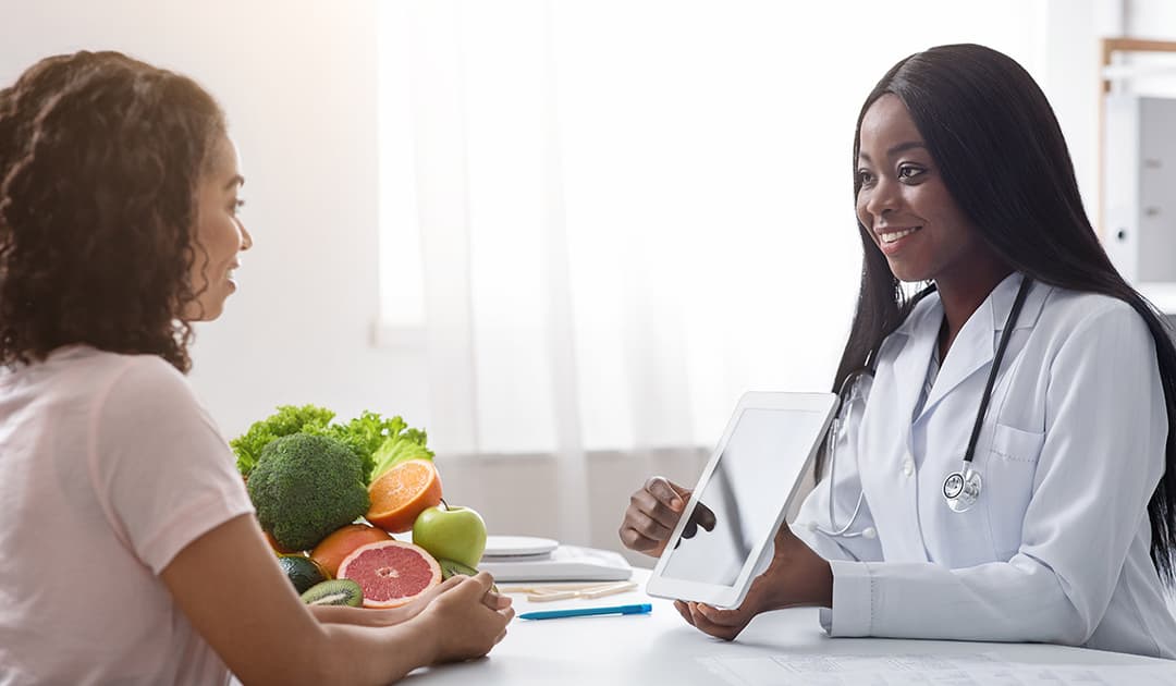 Healthcare professional with patient